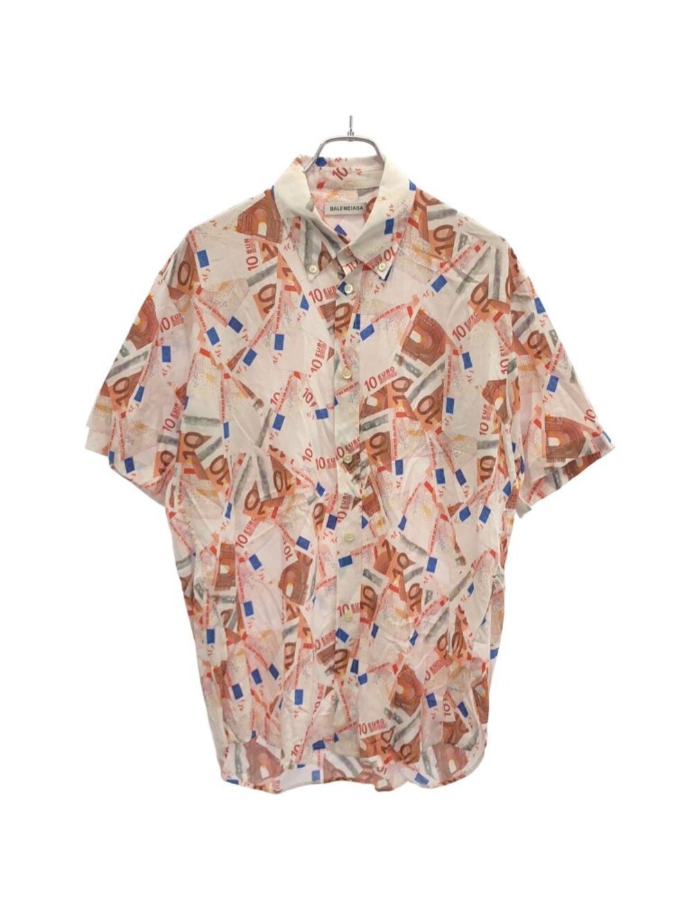 Balenciaga Euro Print Shirt Short Sleeve Rayon Mix 34